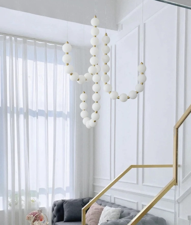 French Magic Bean Pearl Necklace Guest Restaurant Chandelier