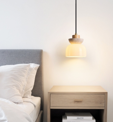 Japanese Style Bedroom Bedside Small Droplight Log Cream Style