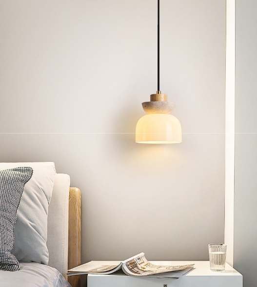 Japanese Style Bedroom Bedside Small Droplight Log Cream Style