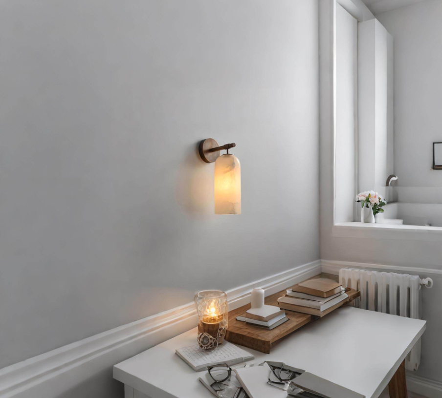 Simple Marble Copper Wall Lamp In Spain