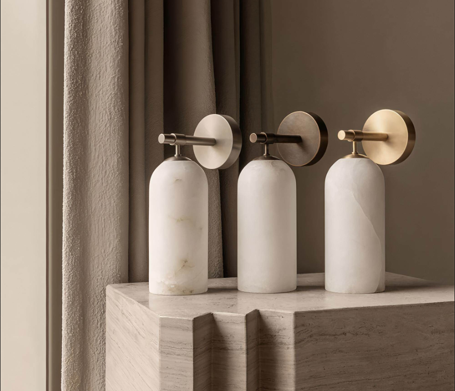 Simple Marble Copper Wall Lamp In Spain