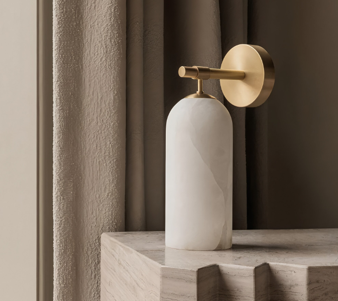 Simple Marble Copper Wall Lamp In Spain